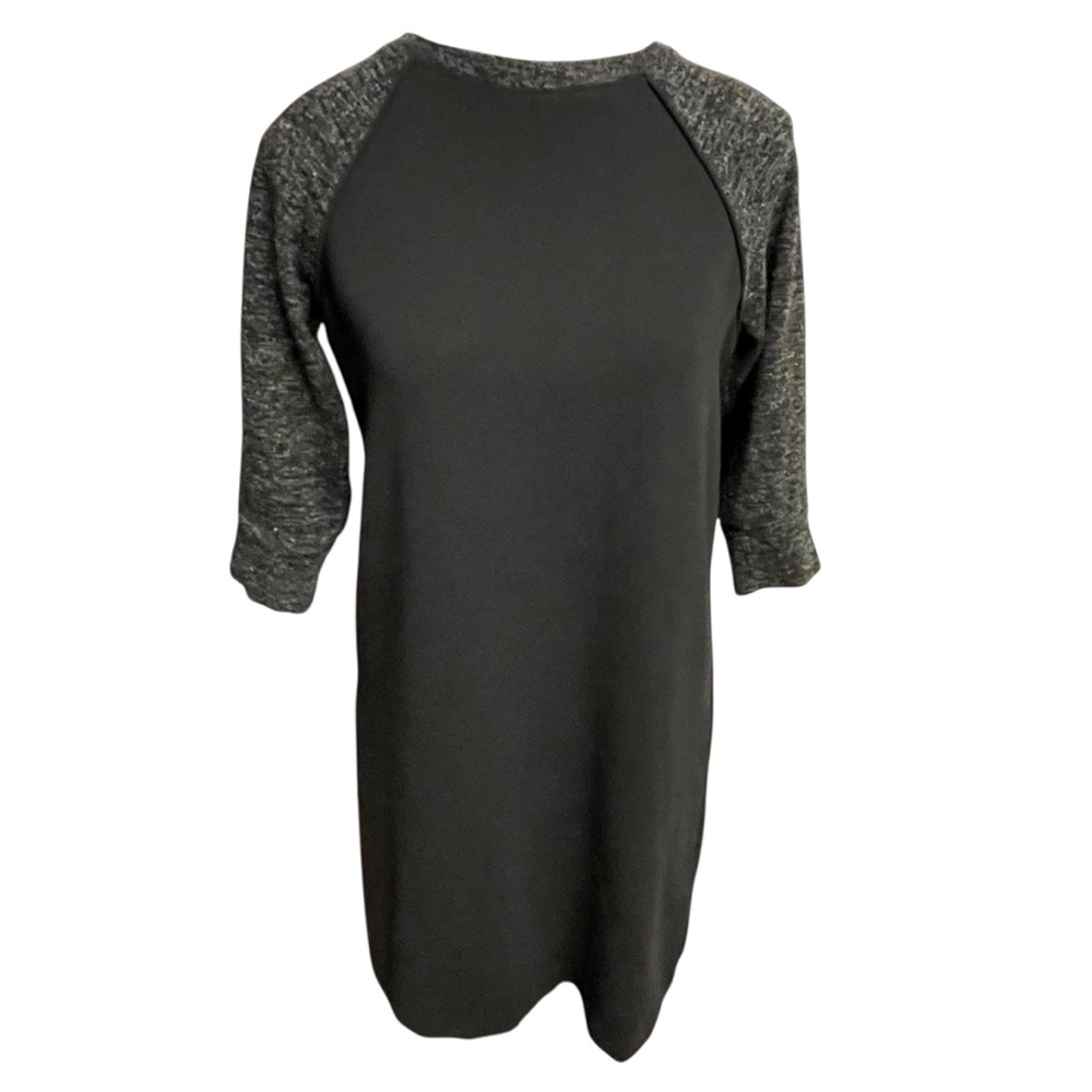 LOFT Black and Gray Long Sleeve Dress